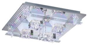 Plafondlamp Metis met 4 lichtelementen/54x LED - radiobesturing - metaal/glas - chroom/transparant