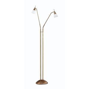 Staande lamp Pino 2 lichtbronnen - met touchdimmer - draai- en kantelbaar - mat oud messing/wit