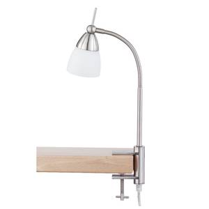Bureaulamp Pino klemlamp - draai- en kantelbaar, touchdimmer - staal, glas - wit, chroomkleurig