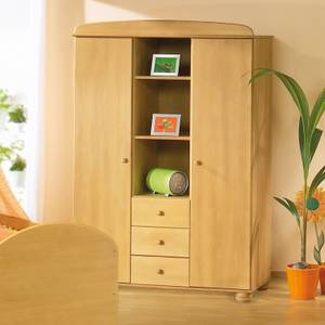 Kleiderschrank Felix Braun - Massivholz - 134 x 193 x 58 cm