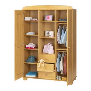 Kleiderschrank Felix Braun - Massivholz - 134 x 193 x 58 cm