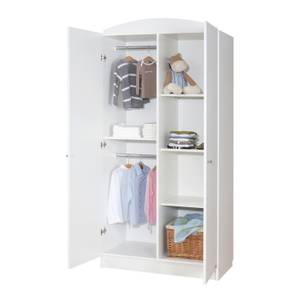 Armoire Jil Blanc - En partie en bois massif - 90 x 190 x 53 cm