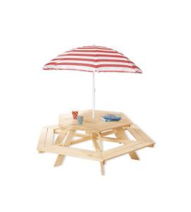 Set sedie e tavolo per bambini Nicki Beige - Legno massello - 162 x 50 x 162 cm