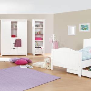 Set risparmio Nina (3 pezzi) Letto, cassettiera e armadio in legno massello di abete rosso bianco