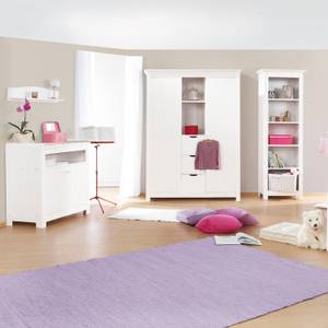 Set risparmio Nina (3 pezzi) Letto, cassettiera e armadio in legno massello di abete rosso bianco