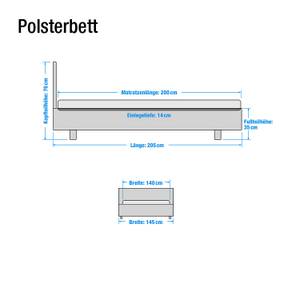 Gestoffeerd bed Laola wit kunstleer - ligoppervlak: 140x200cm