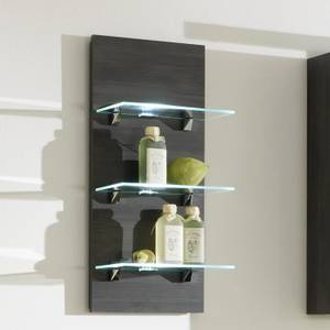 Etagère murale Malaga Anthracite - 3 tablettes en verre - Avec éclairage