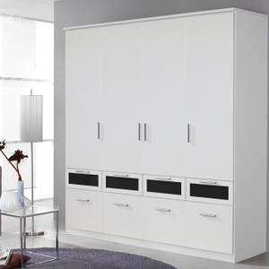 Armoire à portes battantes Bochum-Extra Blanc alpin / Verre noir Bochum 136 cm