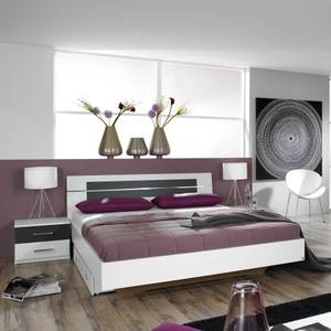 Bed Burano met 2 nachtkastjes - alpinewit/grijs - metallic - 160x200cm
