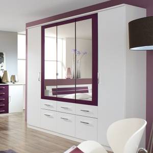 Armoire à portes battantes Burano Blanc alpin / Mûre - 181 cm - 4 portes