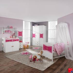 Babyset Kate (3-delig) babybed, babycommode en kledingkast in wit/roze