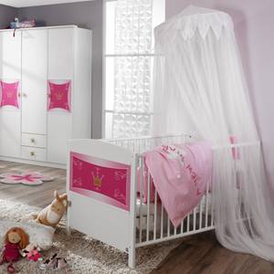 Babyset Kate (3-delig) babybed, babycommode en kledingkast in wit/roze
