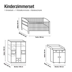 Sparset Kate (3-teilig) Babybett, Wickelkommode & Kleiderschrank Weiß/Rosa