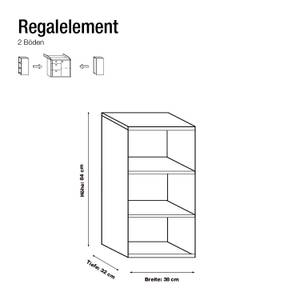 Beistellregal Kate Weiß - Holzart/Dekor - 38 x 84 x 32 cm