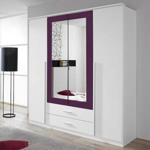 Armoire à portes battantes Krefeld Blanc alpin / Mûre - 181 cm - 4 portes - Largeur : 181 cm