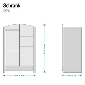 Kleiderschrank Rock Star Weiß/Grau  - 2-türig