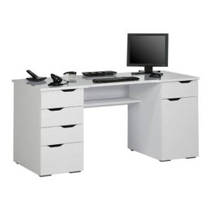 Bureau pour ordinateur Scarlett Blanc polaire brillant - Plateau supérieur profilé - Blanc brillant / Blanc alpin