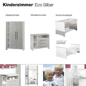 Chambre d’enfant Eco Silber (3 éléments) Blanc / Imitation pin argenté