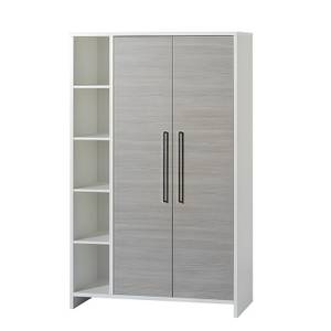 Kleiderschrank Eco Stripe Weiß/Pinie Silber Dekor - Breite: 113 cm - 2 Türen