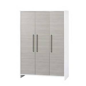 Kleiderschrank Eco Stripe Weiß/Pinie Silber Dekor - Breite: 126 cm - 3 Türen