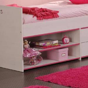 Smoozy slaapkamerset II (2-delig, roze of blauw) - kledingkast en opbergbed - draaibare randen - wit gelakt