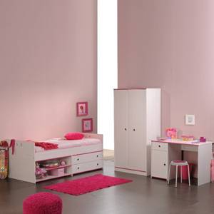 Kinderzimmer Smoozy (3tlg.) Kleiderschrank, Stauraum-Bett & Schreibtisch - Drehbare Kanten (Rosa/Blau)