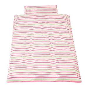 Streifen Babybettwäsche (2-teilig) Decken- & Kissenbezug - Rosa/Grün