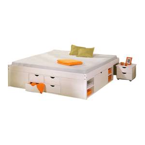 Letto multifunzione Till Legno massello di pino Bianco laccato Superficie letto: 160 x 200 cm