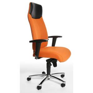 Chefsessel High Sit up Webstoff / Echtleder - Orange / Schwarz
