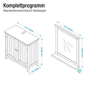 Ensemble Turin Blanc - 2 éléments : meuble lavabo, armoire à miroir