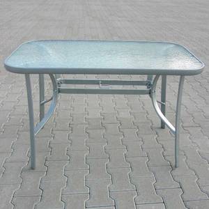 Table Salerno Acier / Verre - Argenté/ dépoli - 70 x 120 cm