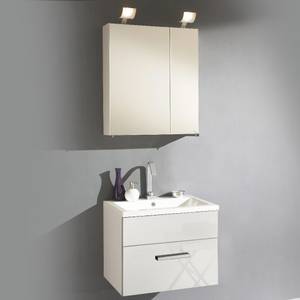 Meuble lavabo Victoria Vasque incluse - Armoire à miroir 60 cm - Blanc brillant