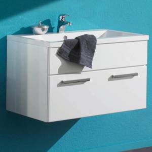 Meuble lavabo Victoria Avec vasque - Blanc brillant - 60 cm