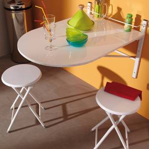 Table murale Letitia avec 2 tabourets Blanc