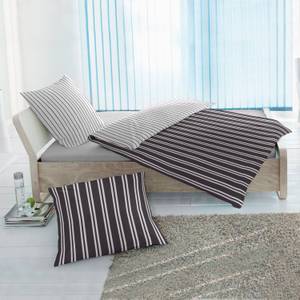 Parure da letto double face Color antracite a righe - 135 x 200cm - 2-pezzi