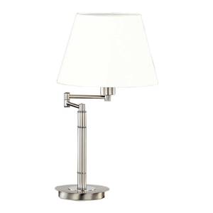 Lampe Wiesbaden Argenté - Blanc - Métal - Textile - Hauteur : 53 cm