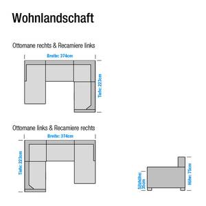 Wohnlandschaft Lincoln Kunstleder/Strukturstoff Schwarz - Ottomane davorstehend rechts