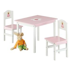 Table et chaises pour enfant Seattle 3 éléments - Blanc / Rose