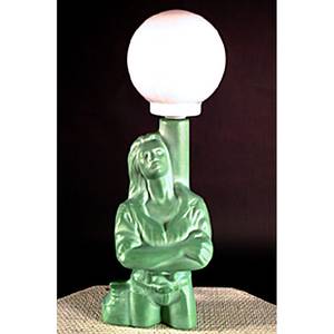 Lampe de bureau Dallas Vert - Céramique - Pierre - Hauteur : 38 cm