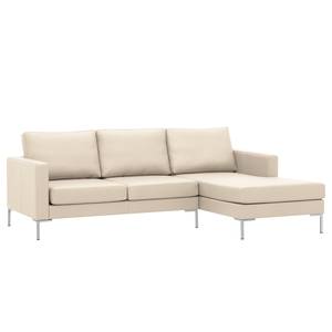 Ecksofa Portobello Echtleder Echtleder Gad: Creme - Breite: 207 cm - Longchair davorstehend rechts