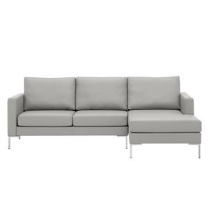 Hoekbank Portobello echt leer Echt leer Gad: Grijs - Breedte: 207 cm - Longchair vooraanzicht rechts