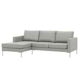 Hoekbank Portobello echt leer Echt leer Gad: Grijs - Breedte: 207 cm - Longchair vooraanzicht links