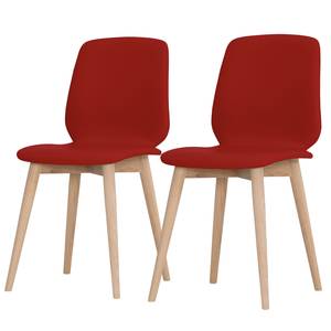 Gestoffeerde stoelen Helvig III echt leer/massief eikenhout - Echt leer Alvar: Rood