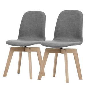 Chaises rembourrées Stig I (lot de 2) Tissu - Tissu Vesta : Gris foncé - Chêne