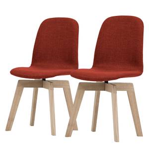 Chaises rembourrées Stig I (lot de 2) Tissu - Tissu Vesta : Rouge - Chêne