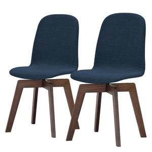 Chaises rembourrées Stig I (lot de 2) Tissu - Tissu Vesta : Bleu - Noyer