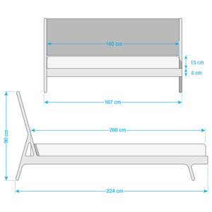 Bett Fleek II Eiche massiv - Beige / Eiche Natur - 160 x 200cm