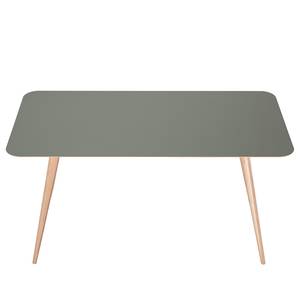 Table Viggo Chêne partiellement massif / Linoléum - Vert olive / Chêne - 160 x 90 cm