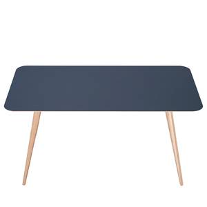 Table Viggo Chêne partiellement massif / Linoléum - Bleu pétrole / Chêne - 160 x 90 cm