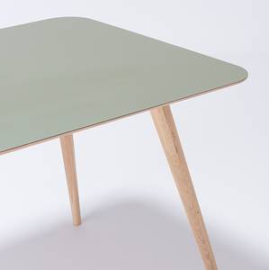 Table Viggo Chêne partiellement massif / Linoléum - Vert olive / Chêne - 180 x 90 cm